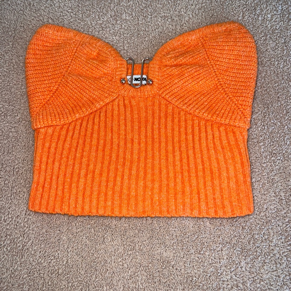 Fashion Nova Orange Ribbed Crop Top
